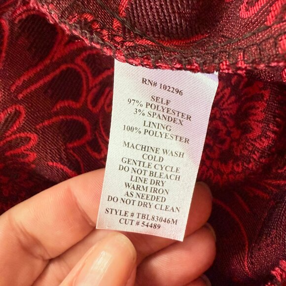 Connected Apparel Sexy Red Floral Cocktail Party Midi Dress Size 16 - Picture 4 of 13